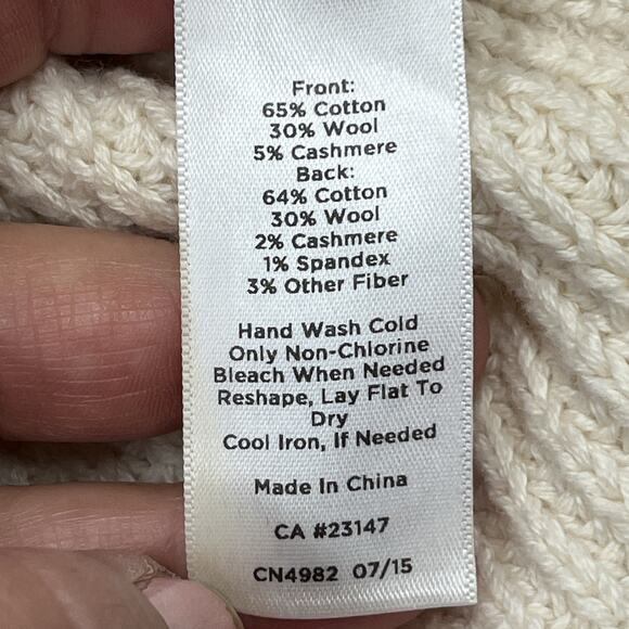 Talbots Cable Knit Turtleneck Fisherman Sweater Medium Wool Cashmere Cotton - Picture 4 of 8